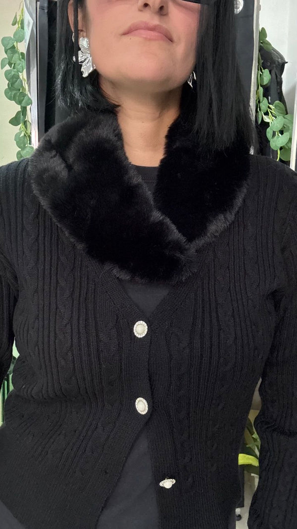 Cardigan con Pelliccia